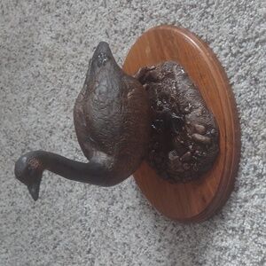 Bronze Goose Sculpture on Wooden Base By Fountain Creek Productions